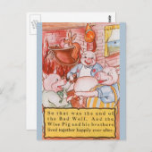 Drei kleine Schweine Kochwolf, Vintages Märchen Postkarte (Vorne/Hinten)