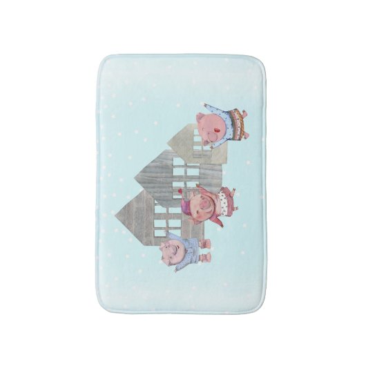 Drei kleine Schweine mit ihren Häusern Badematte (Vorderseite Vertikal)