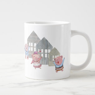 Drei kleine Schweine mit ihren Häusern Jumbo-Tasse