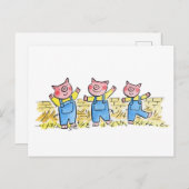 Drei kleine Schweine Postkarte (Vorne/Hinten)