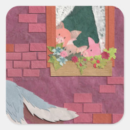 Drei kleine Schweine Quadratischer Aufkleber