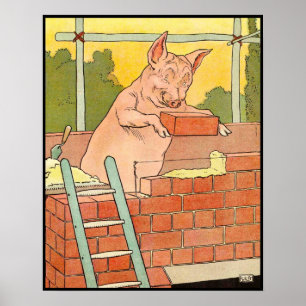 Drei kleine Schweine: Steine zum Bau eines Hauses Poster