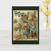 Drei kleine Schweine Vintage Märchen Karte (Gelbe Blume)