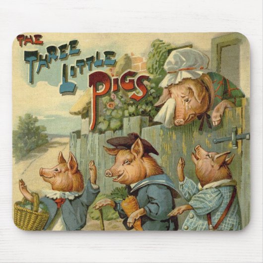 Drei kleine Schweine Vintage Märchen Mousepad (Vorne)