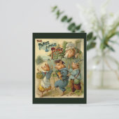 Drei kleine Schweine Vintage Märchen Postkarte (Stehend Vorderseite)