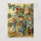 Drei kleine Schweine Vintage Märchen Postkarte (Vorderseite)