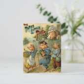 Drei kleine Schweine Vintage Märchen Postkarte (Stehend Vorderseite)