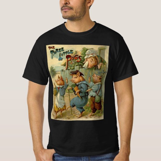 Drei kleine Schweine Vintage Märchen T-Shirt (Vorderseite)
