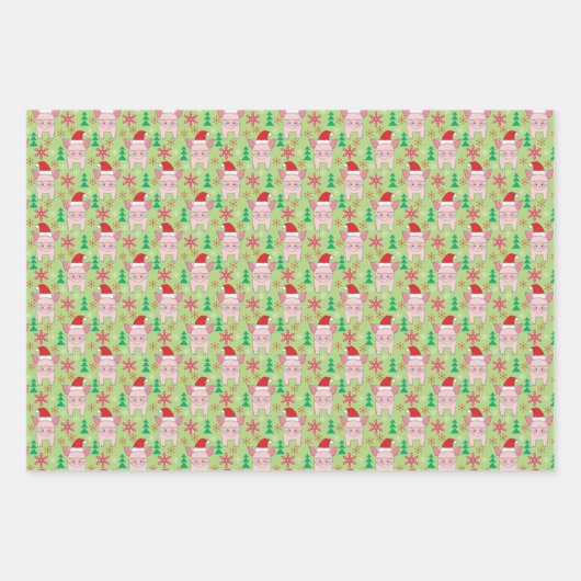 Drei kleine Schweine Weihnachtswrapping Paper 3 Pa Geschenkpapier Set (Vorderseite 3)