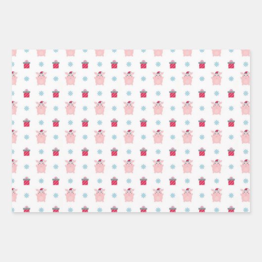 Drei kleine Schweine Weihnachtswrapping Paper 3 Pa Geschenkpapier Set (Vorderseite 2)