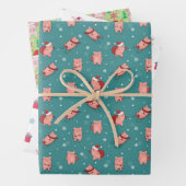 Drei kleine Schweine Weihnachtswrapping Paper 3 Pa Geschenkpapier Set (Beispiel)