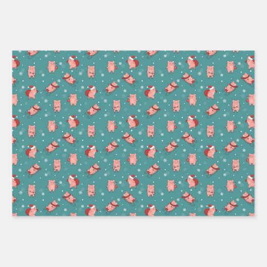 Drei kleine Schweine Weihnachtswrapping Paper 3 Pa Geschenkpapier Set (Vorderseite)