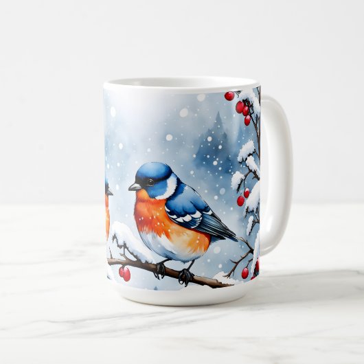 Drei kleine Singvögel und rote Berries Kaffeetasse (VorderseiteRechts)