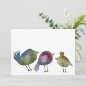 Drei kleine Vögel, Aquarellmalerei Dankeskarte (Stehend Vorderseite)