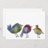 Drei kleine Vögel, Aquarellmalerei Dankeskarte (Vorne/Hinten)