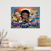 Drei kleine Vögel ART DRUCKEN Vogel Feen große Aug Poster (Küche)