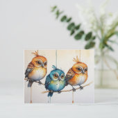 Drei kleine Vögel Postkarte (Stehend Vorderseite)