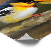 Drei kleine Vögel sitzen auf einem Ast Poster (Ecke)