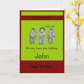 Drei klug, modern, Monkeys Geburtstagskarten Karte (Gelbe Blume)