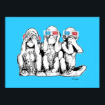 Drei kluge Affen 3D-Spekulationen Pop Art Poster d<br><div class="desc">"Three Wise Monkeys in 3D Specs and Headphones" ist ein originales Pop-Kunstgemälde des schottischen Künstlers MWright für Artwright. Ein humorvolles Bild.</div>