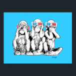 Drei kluge Affen 3D-Spekulationen Pop Art Poster d<br><div class="desc">"Three Wise Monkeys in 3D Specs and Headphones" ist ein originales Pop-Kunstgemälde des schottischen Künstlers MWright für Artwright. Ein humorvolles Bild.</div>