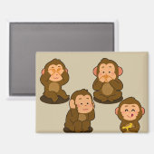 Drei kluge Affen plus eine normale Magnet (Vorderseite/Rückseite)