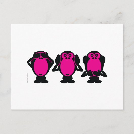 Drei kluge Affen Postkarte (Vorderseite)