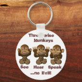 drei kluge Affen Schlüsselanhänger (Vorderseite)