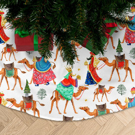 Drei kluge Herren Könige & Kamele als Gesamtdruck Polyester Weihnachtsbaumdecke