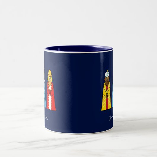 Drei kluge Männer in Navy Blue Zweifarbige Tasse (Mittel)