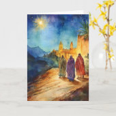 Drei kluge Männer mit Weihnachts-Sterne-Wasserfarb Karte (Gelbe Blume)