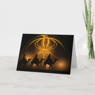 Drei kluge Männer und Adventstern Frohe Weihnachte Feiertagskarte