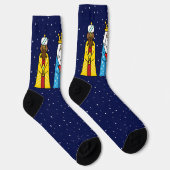 Drei kluge Männer und Schneeflocken in Navy Blue Socken (Rechts)