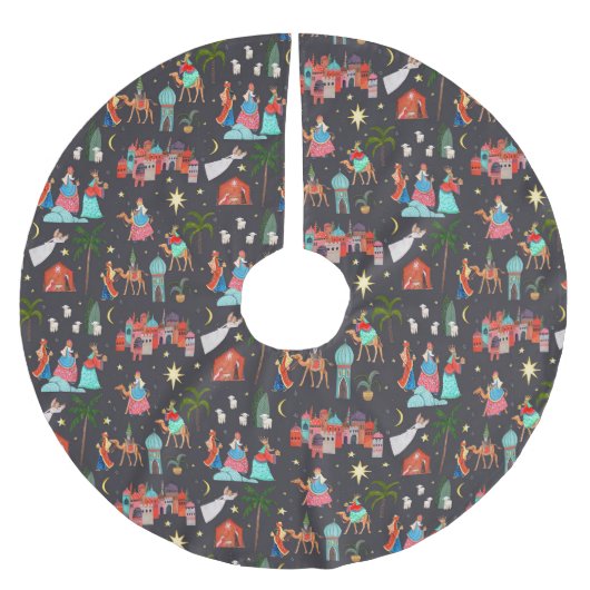 Drei kluge Männer Weihnachtsfeiertag Polyester Weihnachtsbaumdecke (Vorderseite)