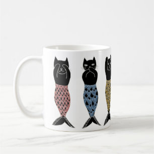 Drei kluge Meerjungfrau-Katzen Kaffeetasse