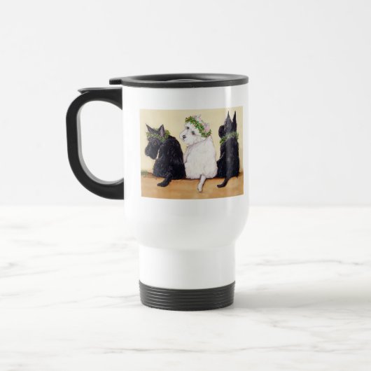 Drei kluge Terrier Reisebecher (Links)