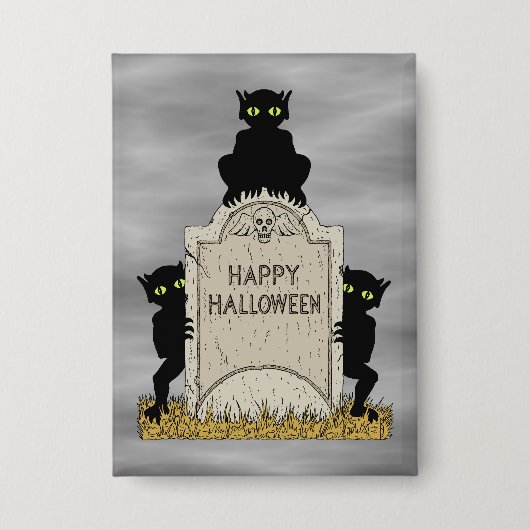 Drei Kobolde Frohes Halloween Button (Vorderseite)