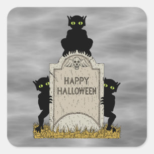 Drei Kobolde Frohes Halloween Quadratischer Aufkleber