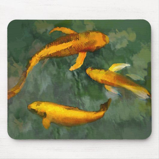 Drei Kois in einem Brunnen Mousepad (Vorne)