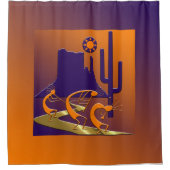 Drei Kokopelli auf der Goldenen Straße Duschvorhang (Vorderseite)