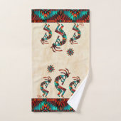 Drei Kokopelli, die das Set des Flutbades spielen (Handtuch)