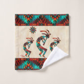 Drei Kokopelli, die das Set des Flutbades spielen (Waschlappen)