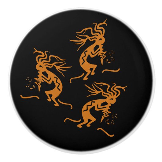 Drei Kokopelli-Musiker Keramikknauf (Vorderseite)