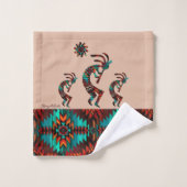 Drei Kokopelli spielen Flute Badhandtuch Set (Waschlappen)