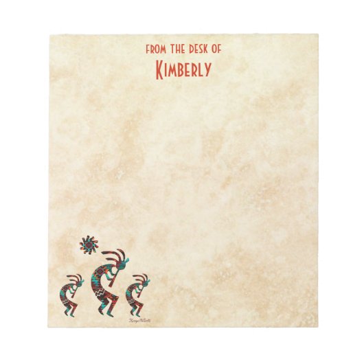 Drei Kokopelli spielen Flute Notizblock (Vorderseite)