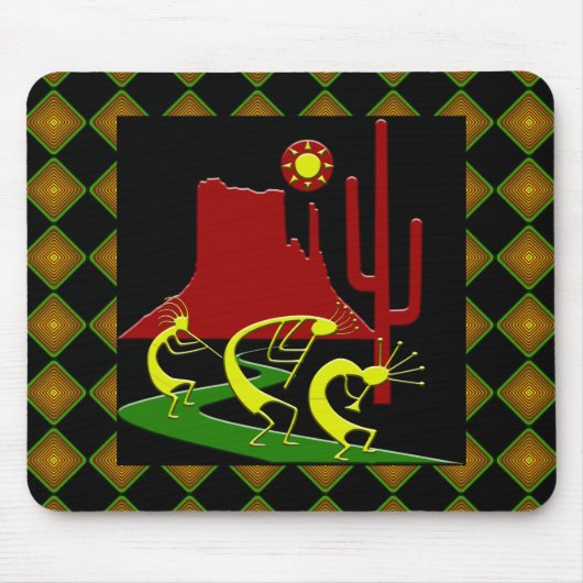 Drei Kokopellis auf der Koad Mousepad (Vorne)