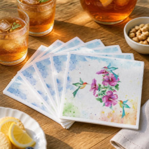 Drei Kolibri-Aquarell-Cocktailservietten Serviette