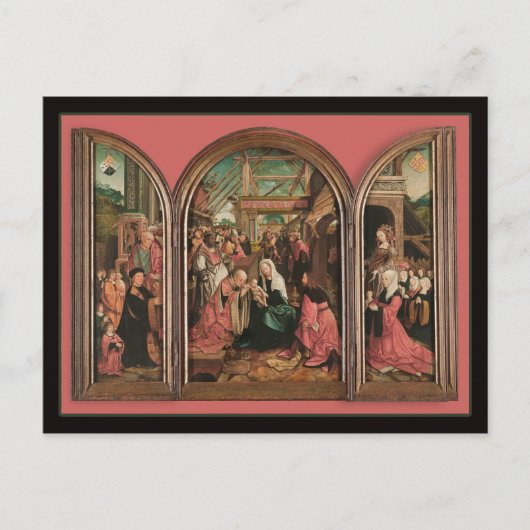 Drei Könige beten Baby Jesus Postkarte (Vorderseite)