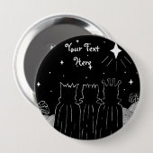 Drei Könige in Schwarz-Weiß und Sterne-Weihnachten Button (Vorne & Hinten)