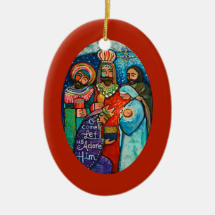 Drei Könige, Ließ uns Adore Ihm Weihnachtsschmuc Keramik Ornament